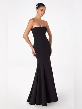 La Femme Strapless Bandage Mermaid Maxi Dress in Black Size S